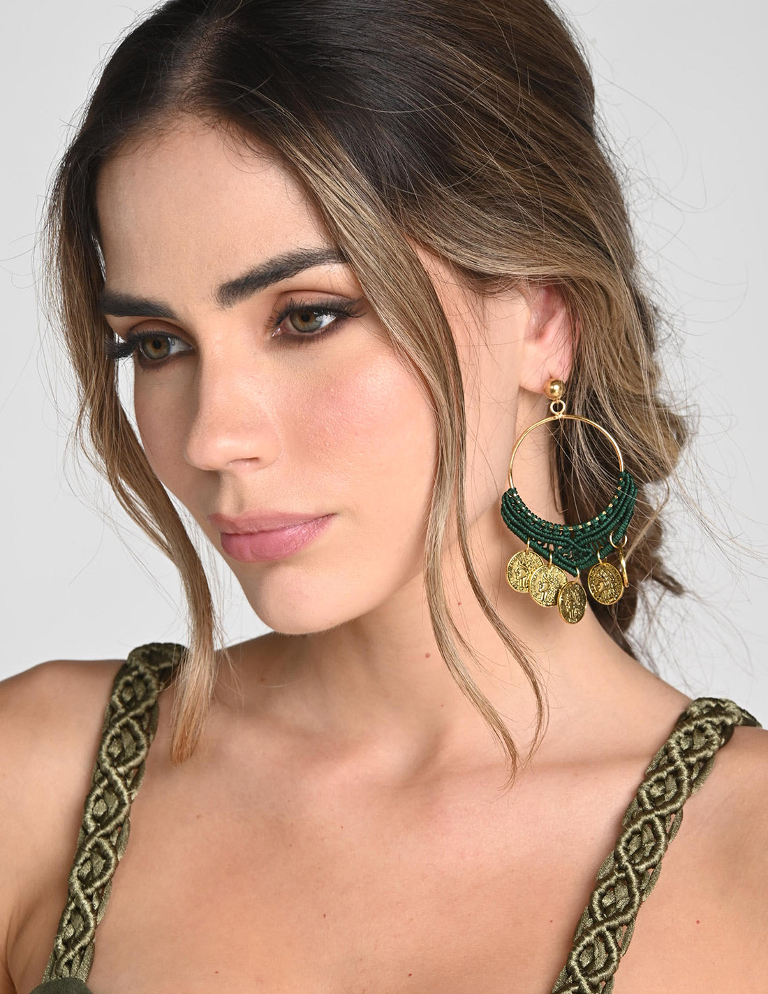 Asha Earring Oil Green. Earring In Oil Green