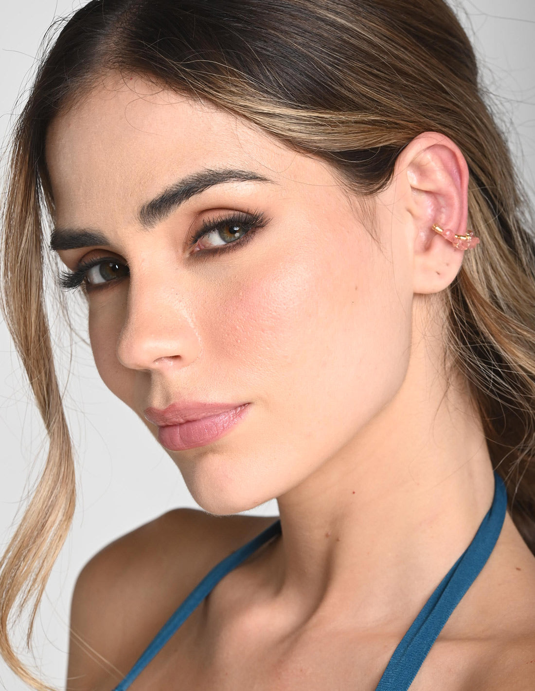 Nala Ear Cuff Quartz + Cherry. Ear Cuff In Quartz + Cherry