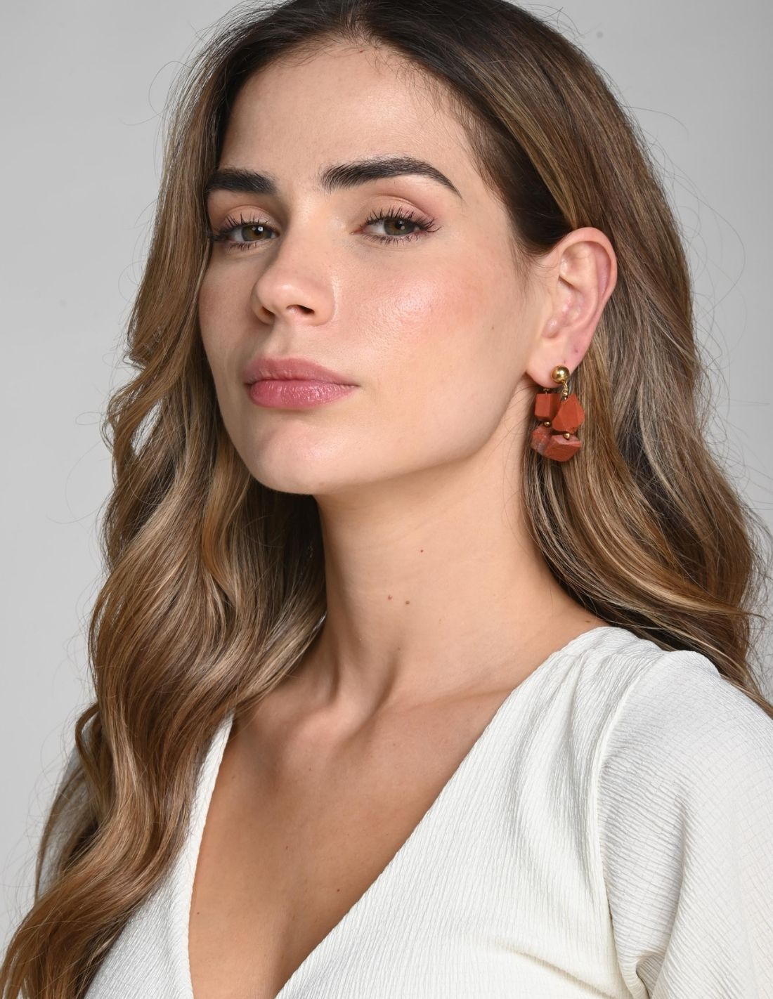 Isara Earring Red Jasper + Ochre. Earring In Red Jasper + Ochre