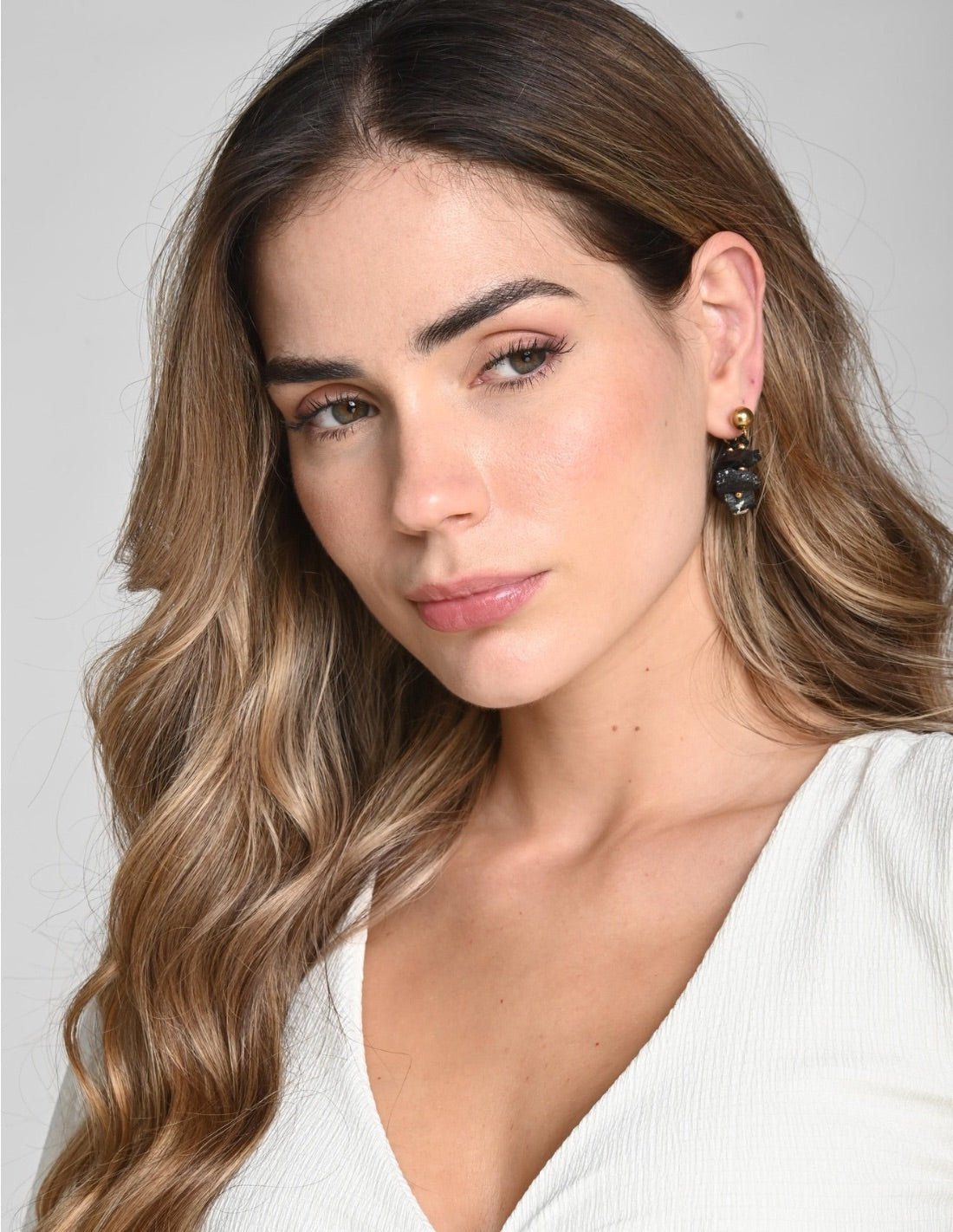 Isara Earring Tourmaline + Black. Earring In Tourmaline + Black