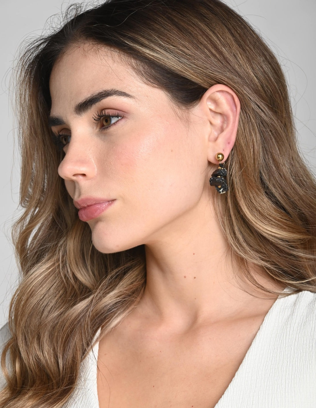 Isara Earring Tourmaline + Black. Earring In Tourmaline + Black