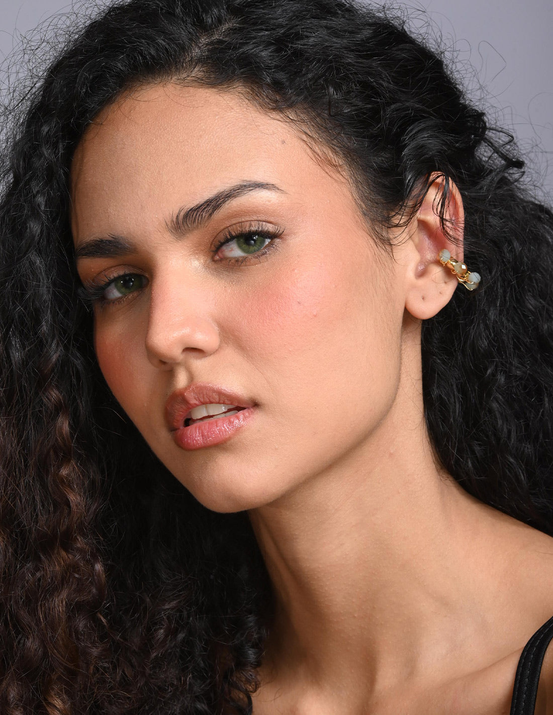 Coil Murano Ear Cuff Oil Blue. Ear Cuff In Oil Blue