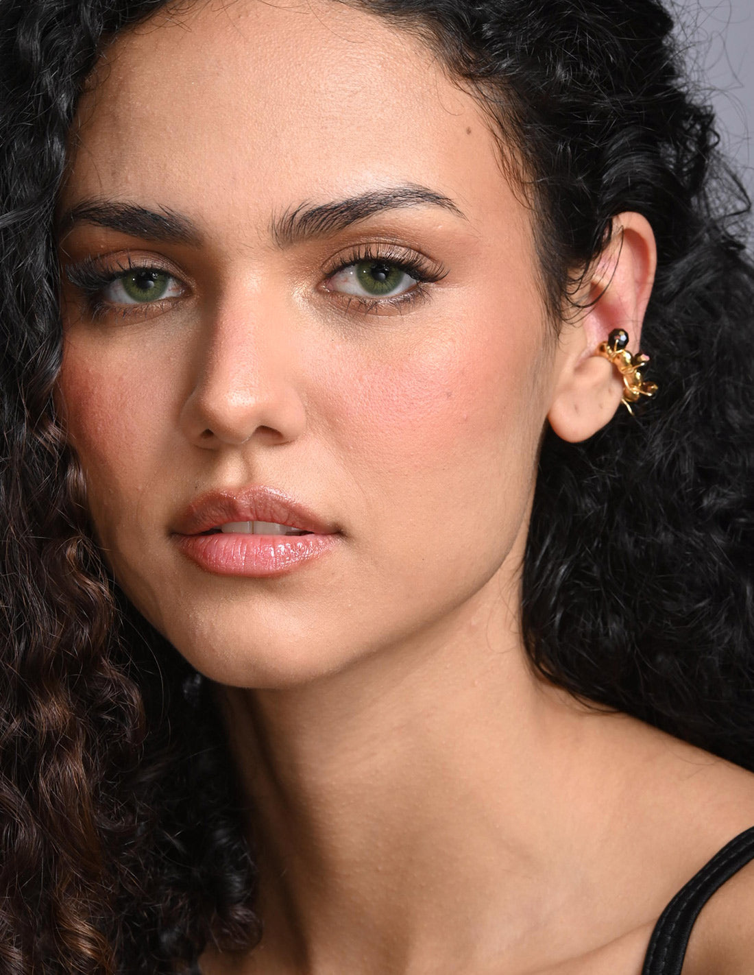 Coil Murano Ear Cuff Purple + Black. Ear Cuff In Purple + Black