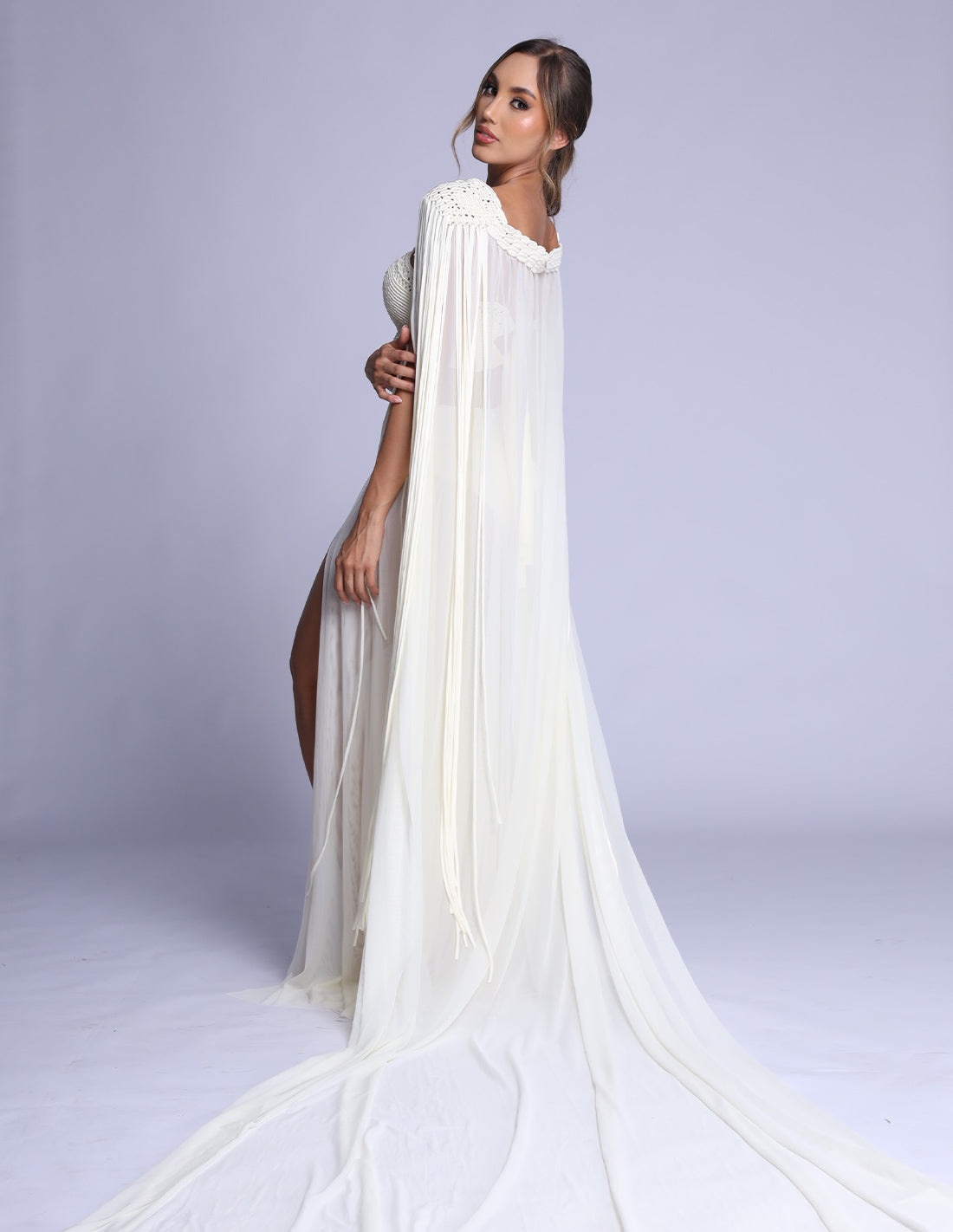 ivory wedding dresses Long Cold Shoulder Ivory Wedding Dress by Elizabeth K GL1513 – ABC Fashion main image 1