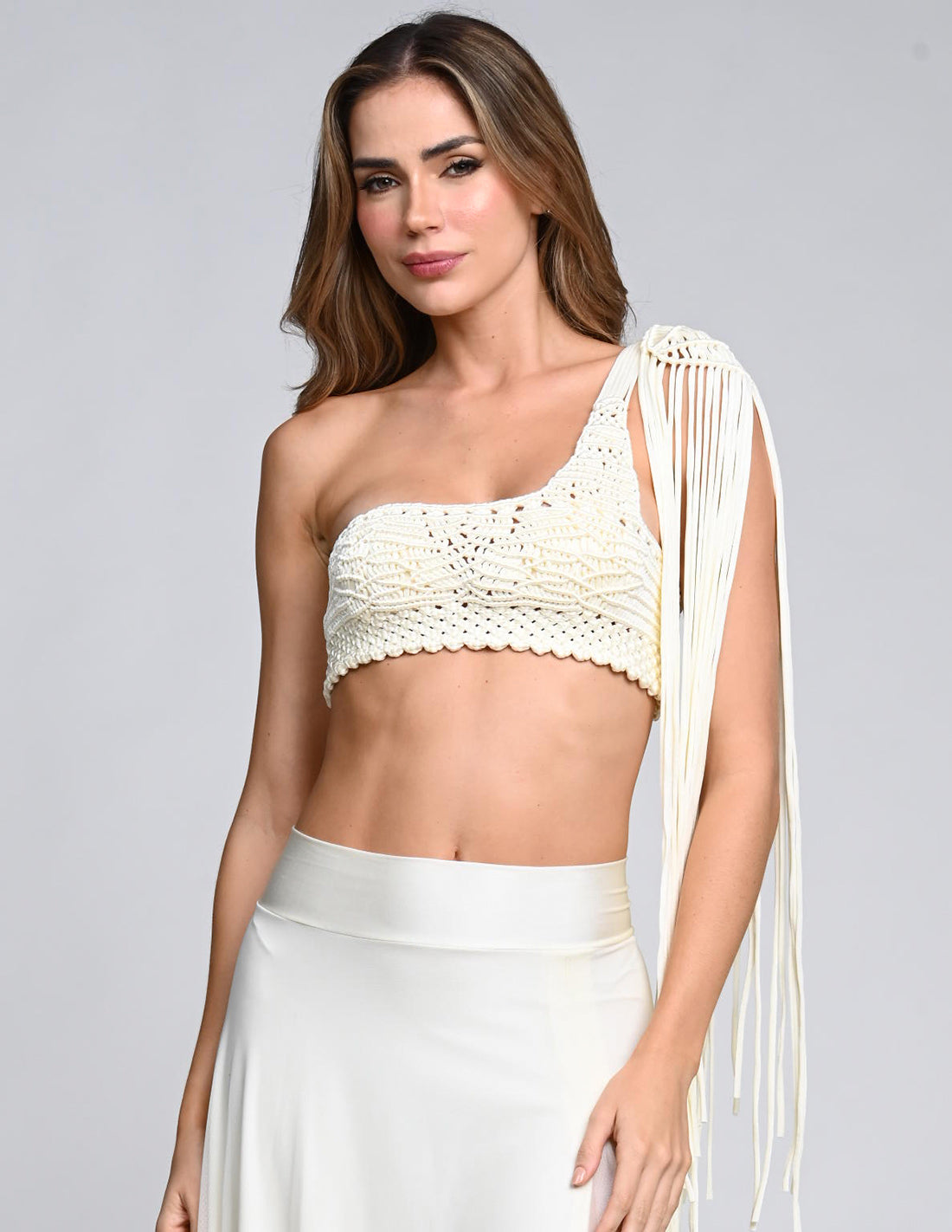 One-Shoulder Crop Top | Adjustable, Macrame Detail 🌟