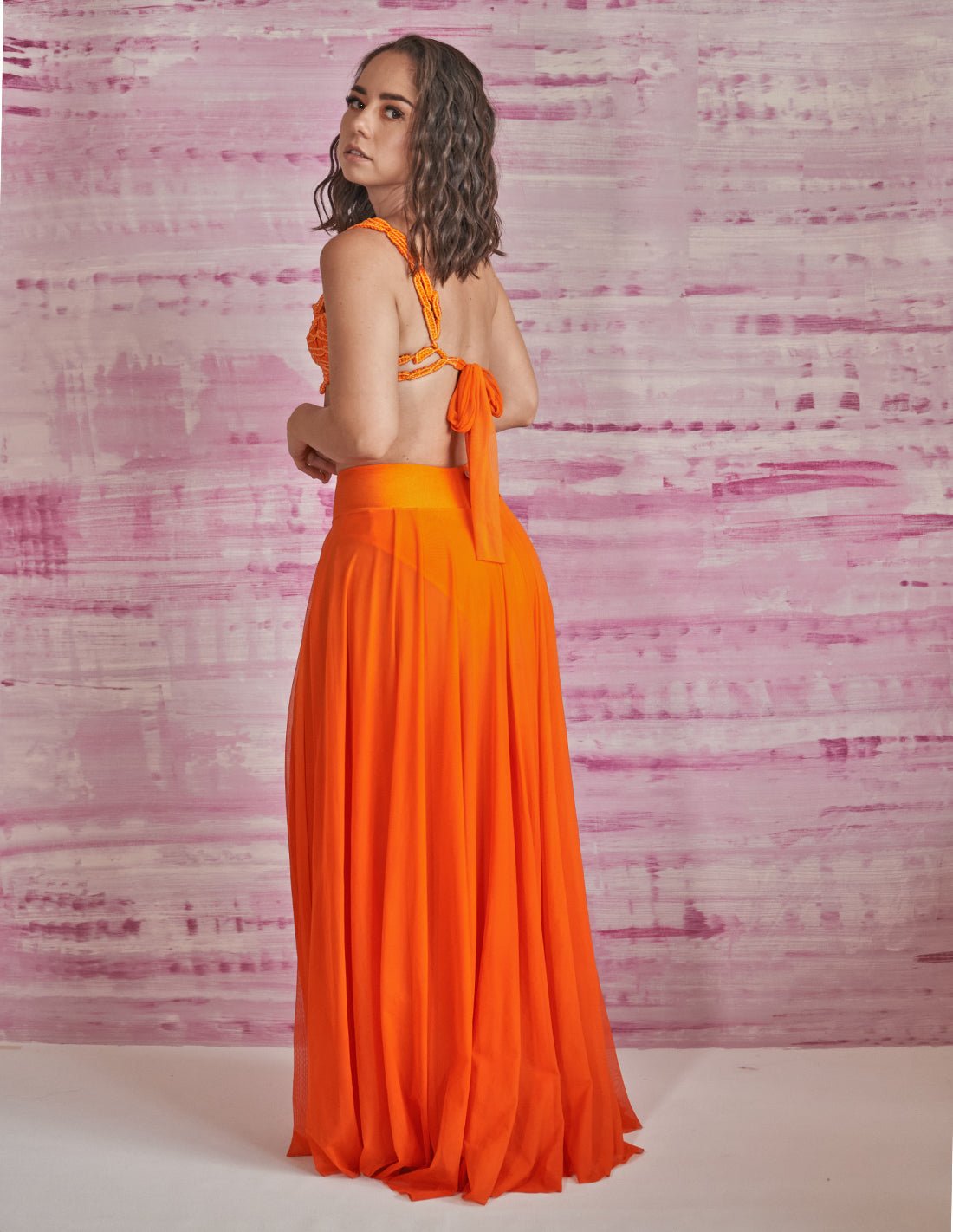 Cisne Dress Citrus Orange - Dress - Entreaguas Wearable Art