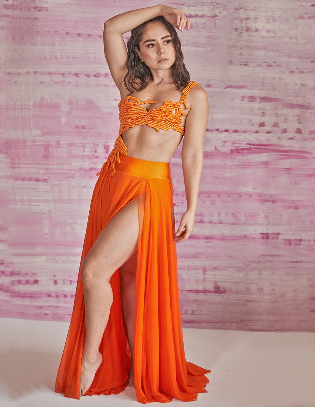 Cisne Dress Citrus Orange - Dress - Entreaguas Wearable Art