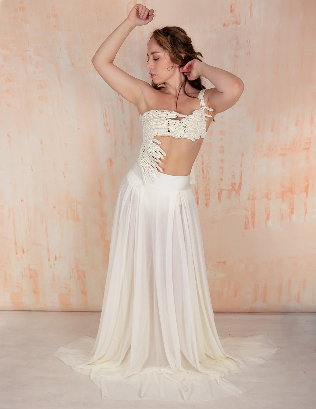 Cisne Dress With Murano Crystals - Dress - Entreaguas Wearable Art