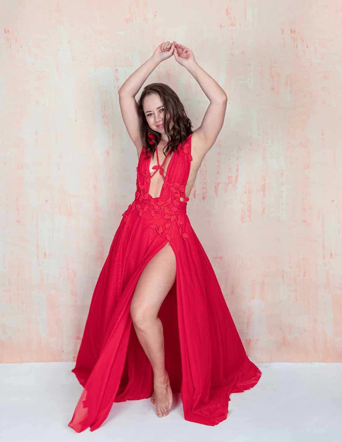 Copernico Dress Tomato - Dress - Entreaguas Wearable Art