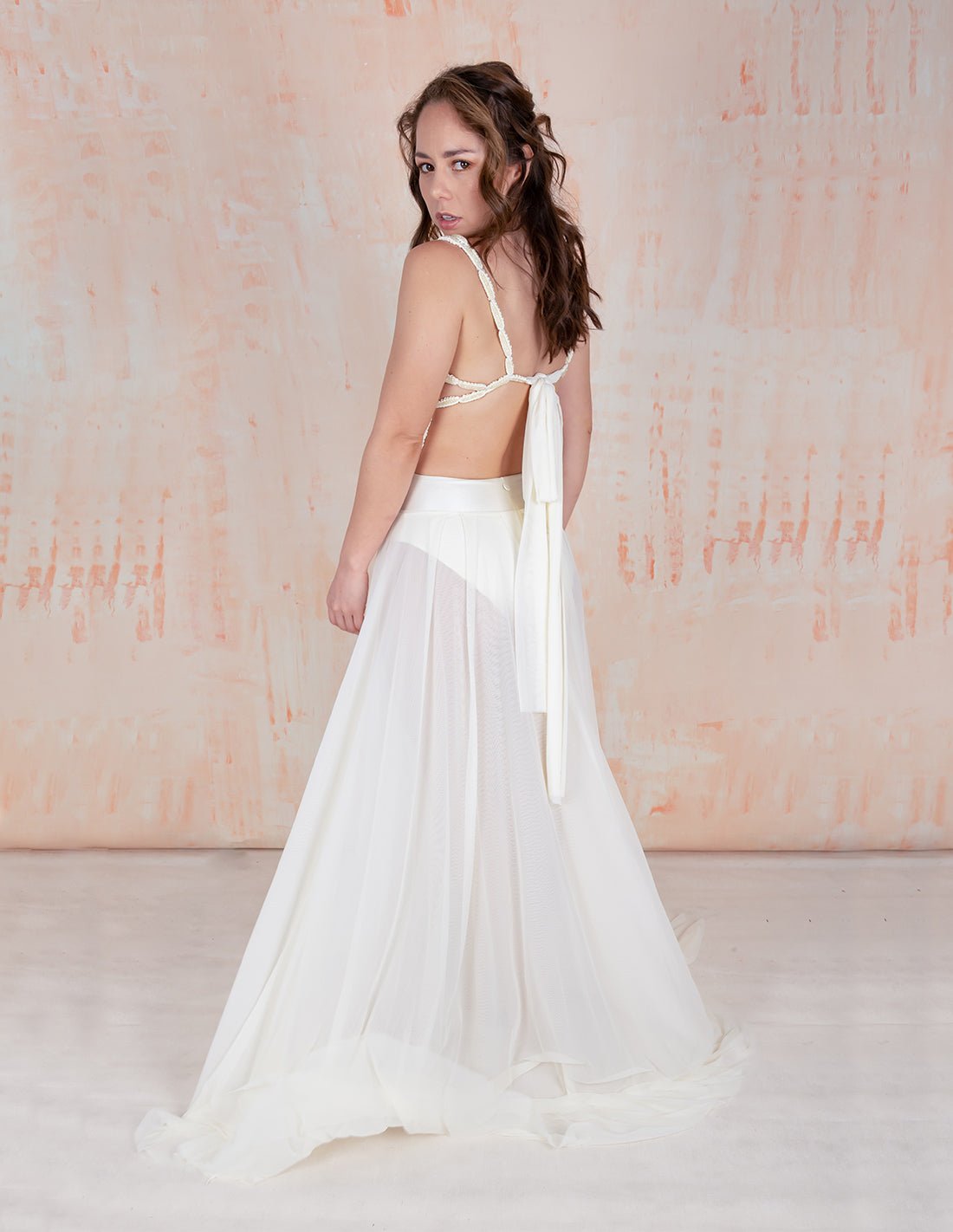 Divine Dress Ivory. Dress With Hand Woven Macramé In Ivory. Entreaguas