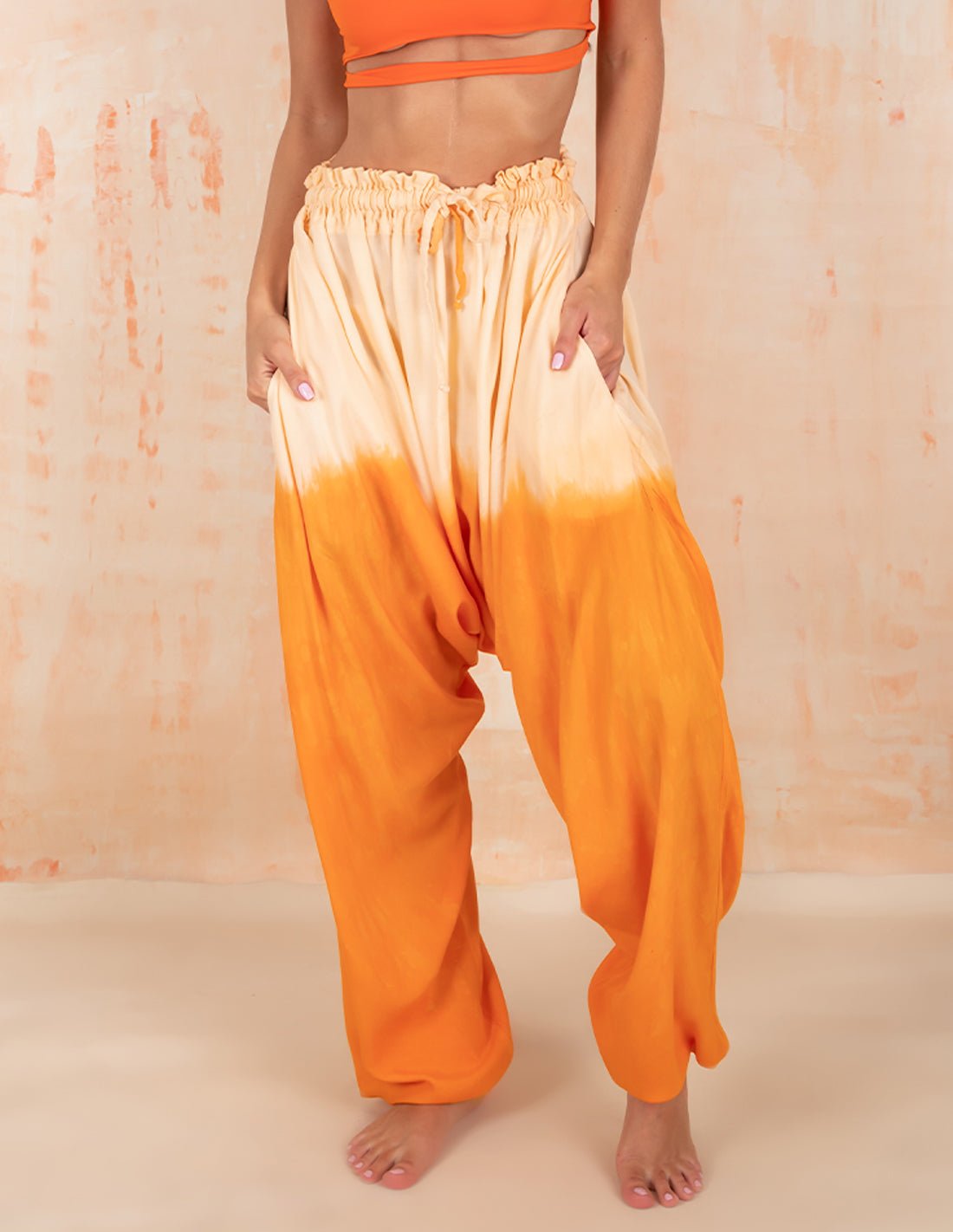 Flemish Pant Faded Tangerine. Hand-Dyed Beach Pant In Faded Tangerine. Entreaguas