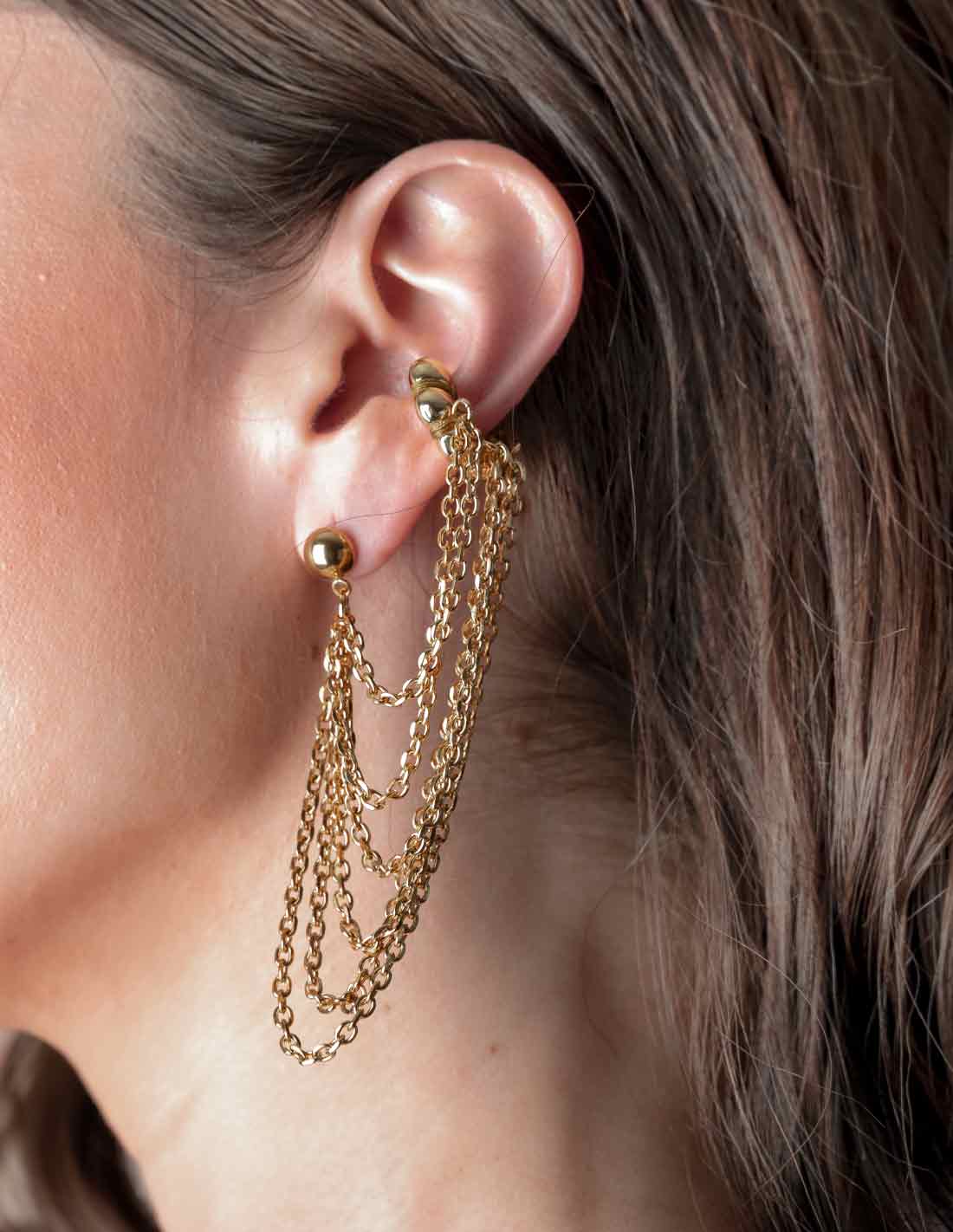 Golden Clouds Ear Cuff Golden - Ear Cuff - Entreaguas Wearable Art