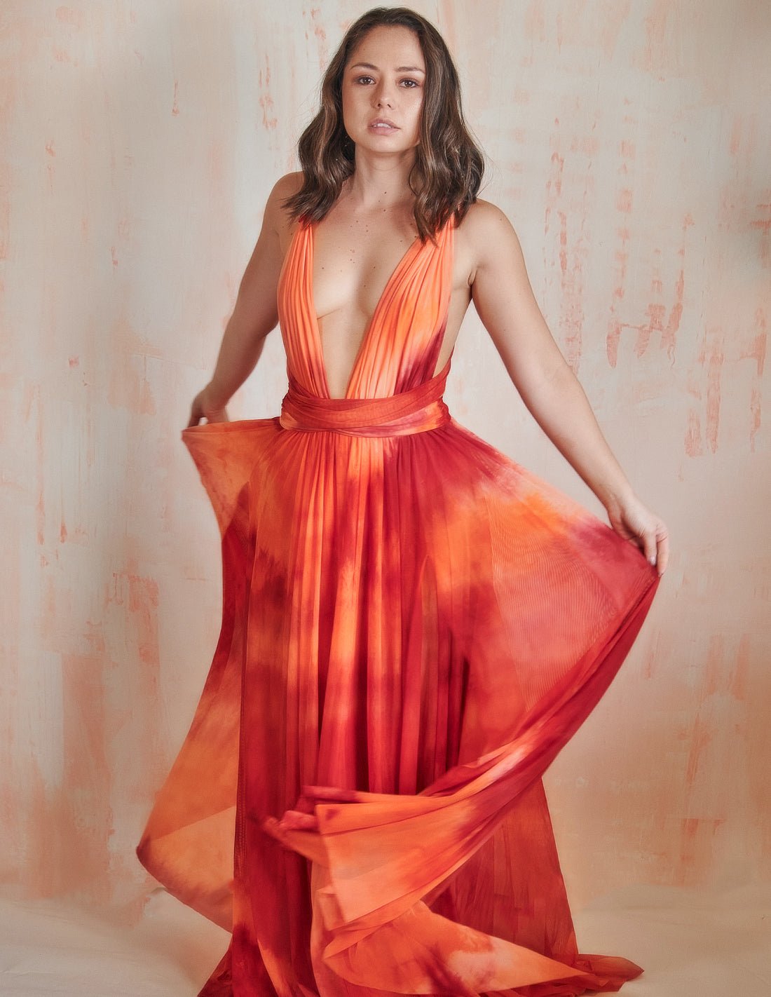 Hydra Dress Fire Salmon - Dress - Entreaguas Wearable Art