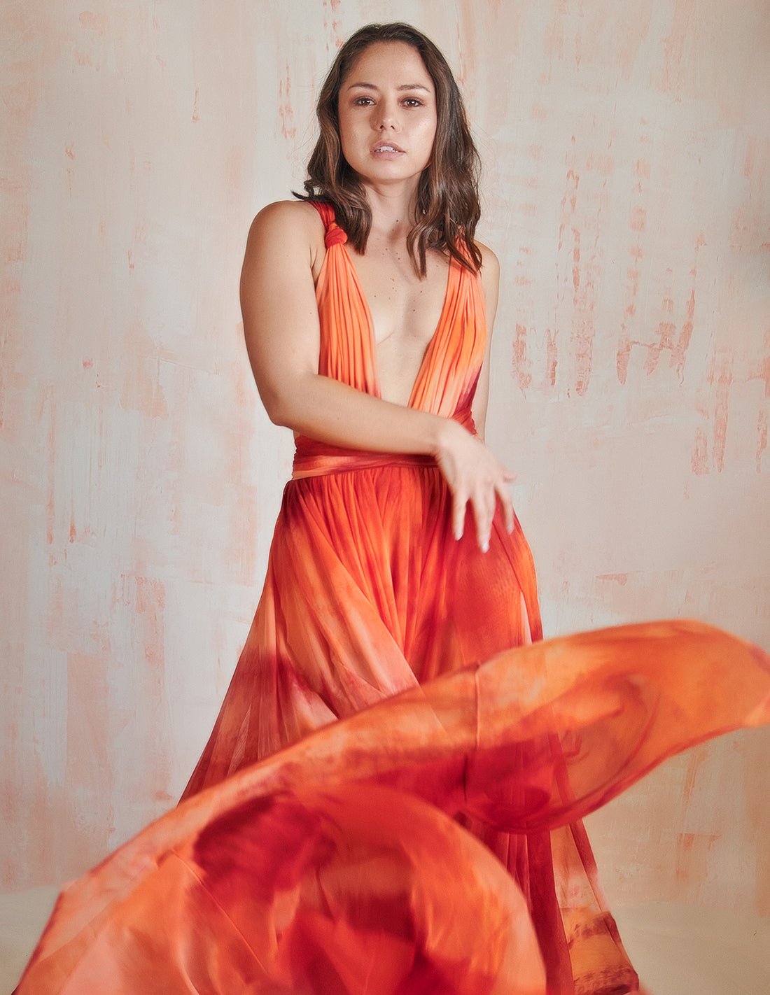Hydra Dress Fire Salmon - Dress - Entreaguas Wearable Art