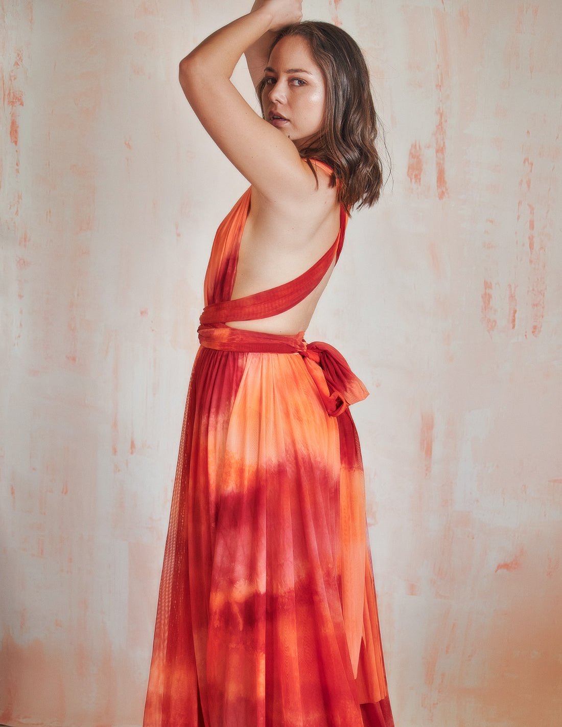Hydra Dress Fire Salmon - Dress - Entreaguas Wearable Art