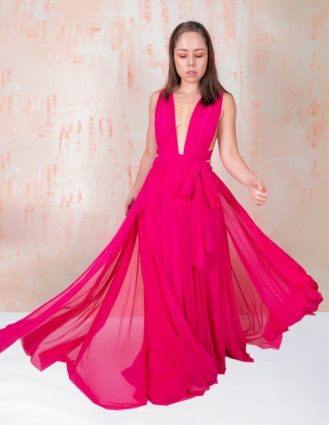 Hydra Dress Fuchsia - Dress - Entreaguas Wearable Art