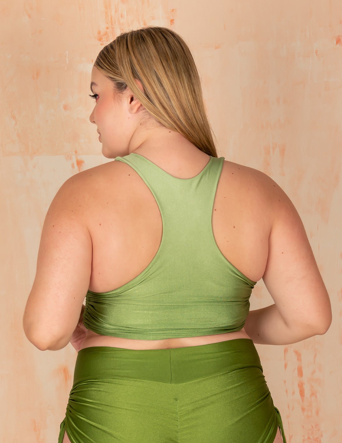 Island Crop Top Faded Green Grass - Crop Top - Entreaguas Wearable Art