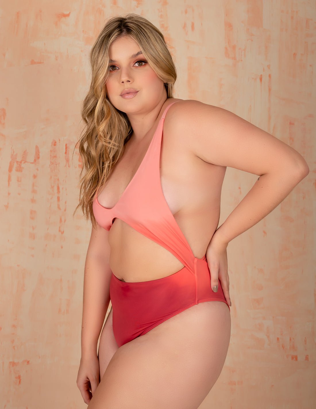 Mirror One-Piece Faded Red Flower - One-Piece - Entreaguas Wearable Art