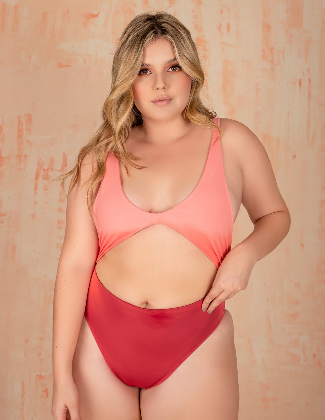 Mirror One-Piece Faded Red Flower - One-Piece - Entreaguas Wearable Art