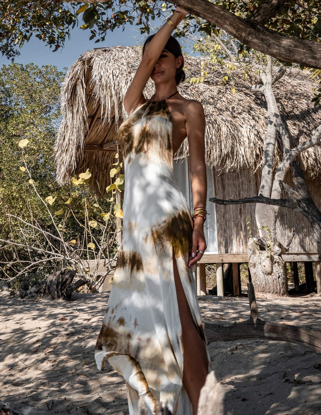 Rancheria Dress Spotted Army Green - Dress - Entreaguas Wearable Art
