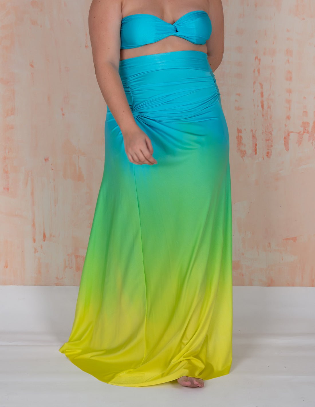 Regalia Skirt Sky Blue + Green + Yellow - Skirt - Entreaguas Wearable Art