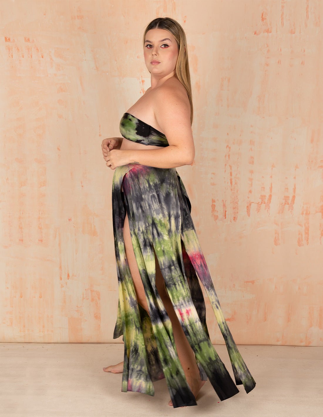 Stripe Skirt Olive + Green + Fuchsia + Black - Skirt - Entreaguas Wearable Art