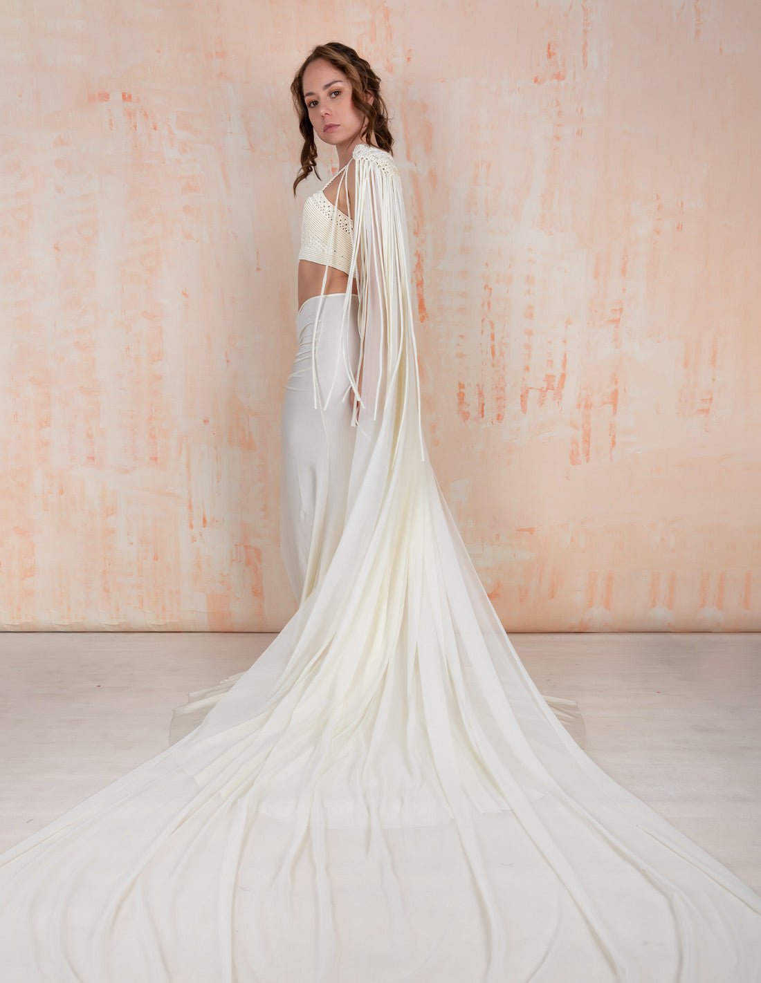 Voile Cape With Murano Crystals - Cape - Entreaguas Wearable Art