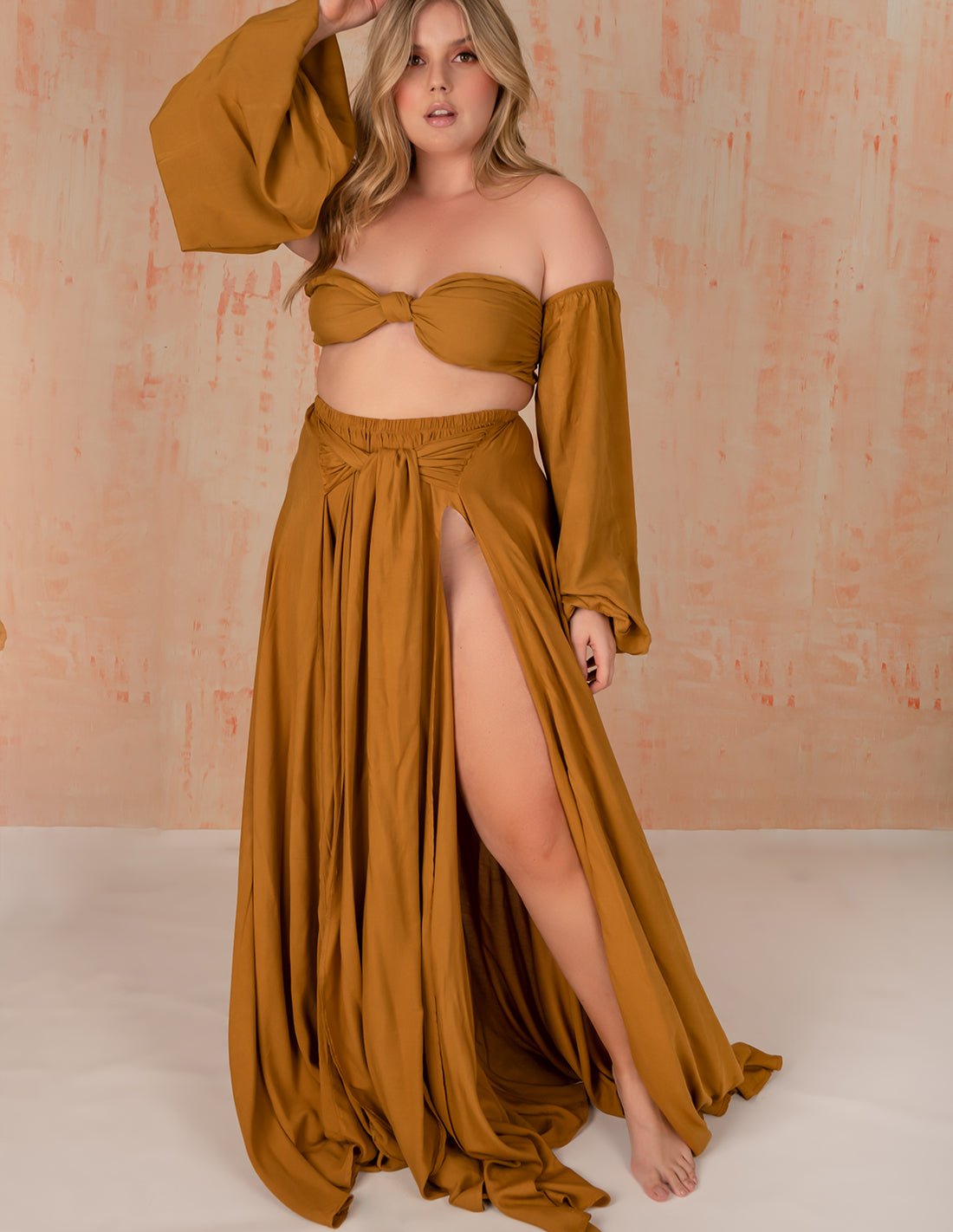 Waterfall Skirt Golden - Skirt - Entreaguas Wearable Art