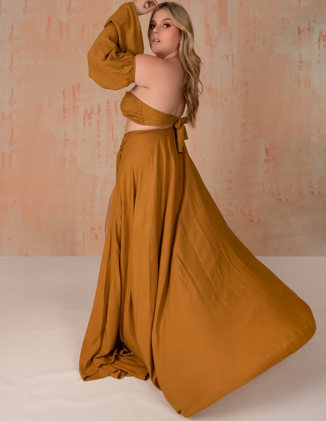 Waterfall Skirt Golden - Skirt - Entreaguas Wearable Art