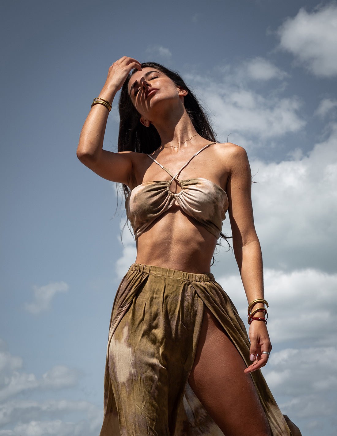 Windy Top Spotted Army Green - Top - Entreaguas Wearable Art