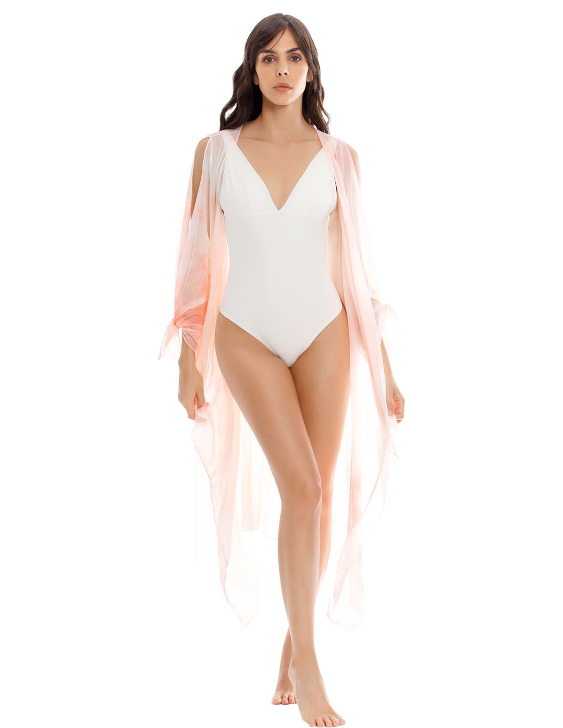 OrquĂdea Mariposa Kaftan. Hand-Dyed Beach Kaftan In Spotted Soft Pink. Entreaguas
