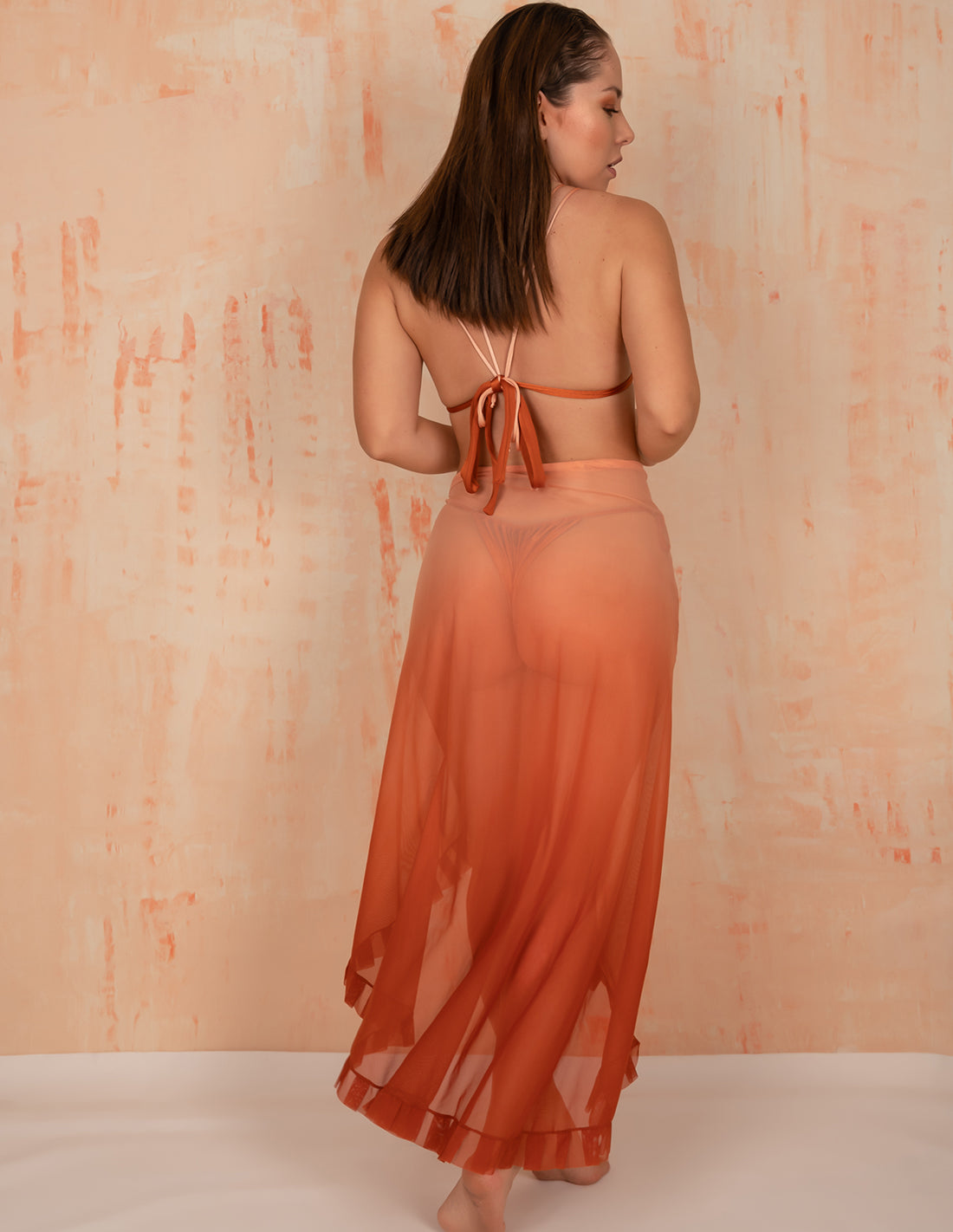 Calm Beach Wrap Faded Ochre. Hand-Dyed Beach Wrap Cover-Up In Faded Ochre. Entreaguas
