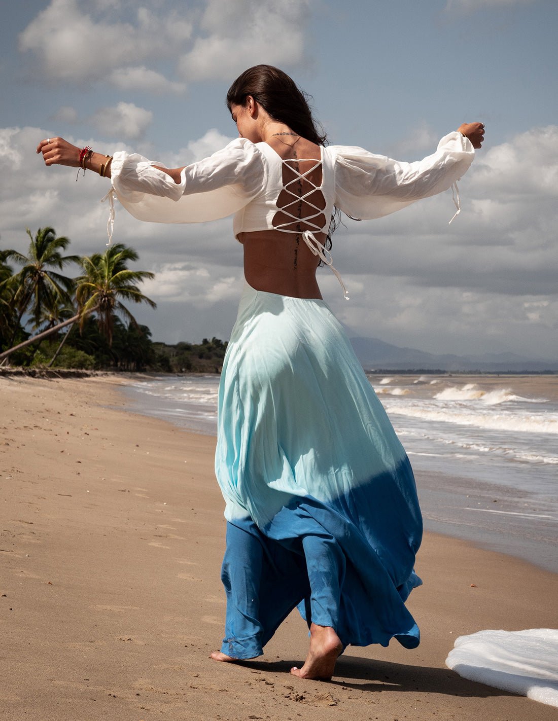 Guajira Dress Turquoise + Oil Cristal + Ivory - Dress - Entreaguas Wearable Art