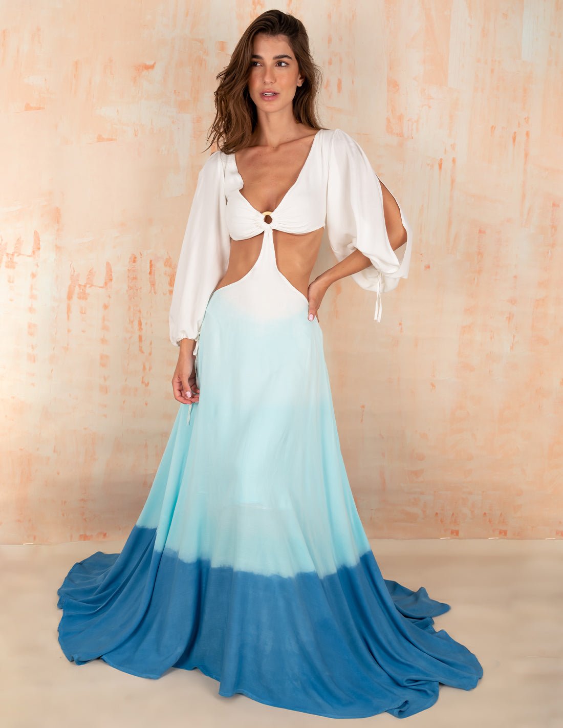 Guajira Dress Turquoise + Oil Cristal + Ivory - Dress - Entreaguas Wearable Art