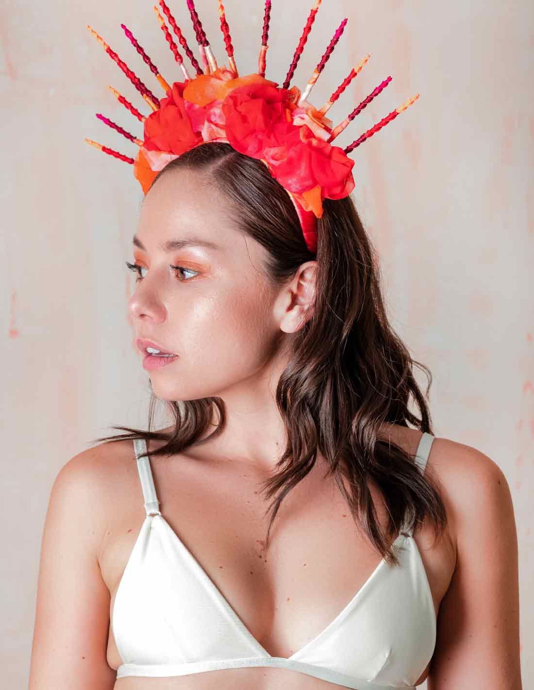 Sirenita Crown Red Orange - Crown - Entreaguas Wearable Art