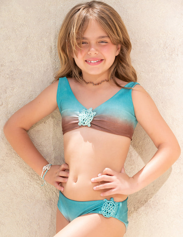 Top & Bottom Eia-mini Bikini Set Opal Green + Browm