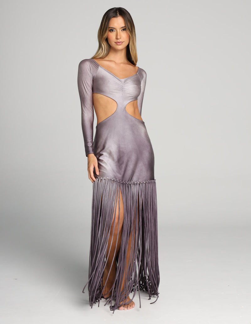 Aloha Dress Faded Gray. Hand-Dyed Dress In Faded Gray. Entreaguas