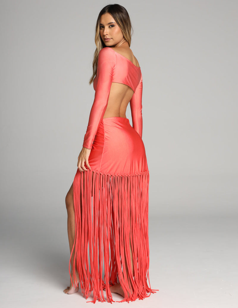 Aloha Dress Salmon Flower. Hand-Dyed Dress In Salmon Flower. Entreaguas