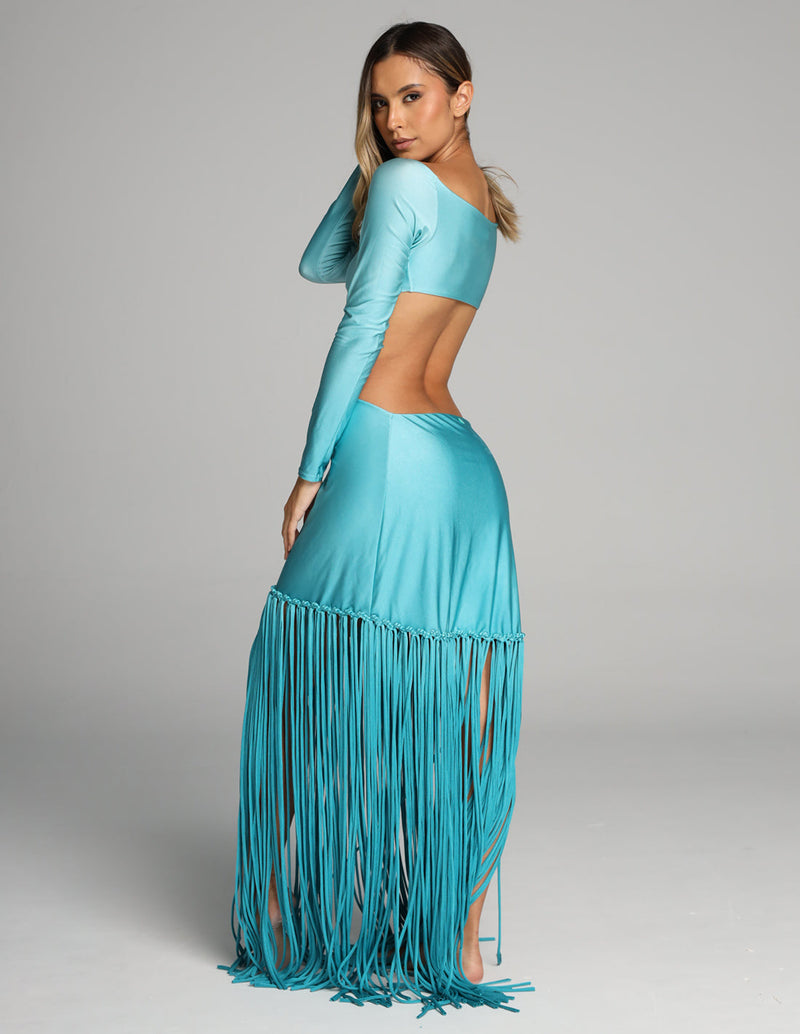 Aloha Dress Turquoise + Oil Cristal. Hand-Dyed Dress In Turquoise + Oil Cristal. Entreaguas