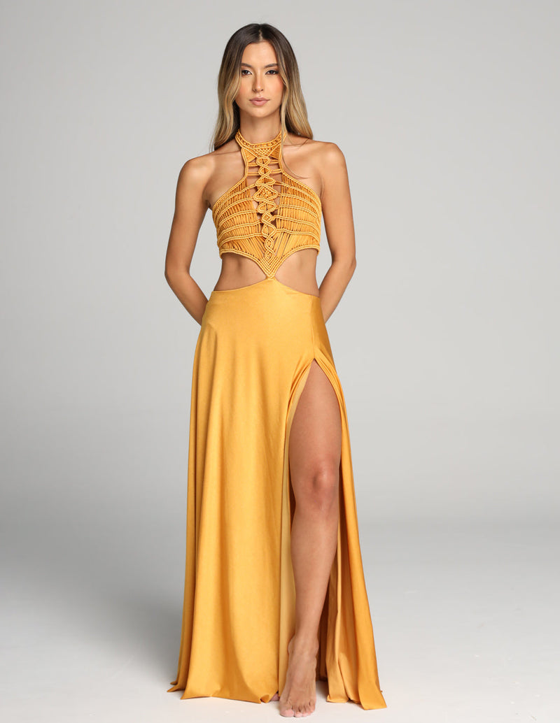 Ventus Skirt Gold Mustard. Skirt In Gold Mustard. Entreaguas