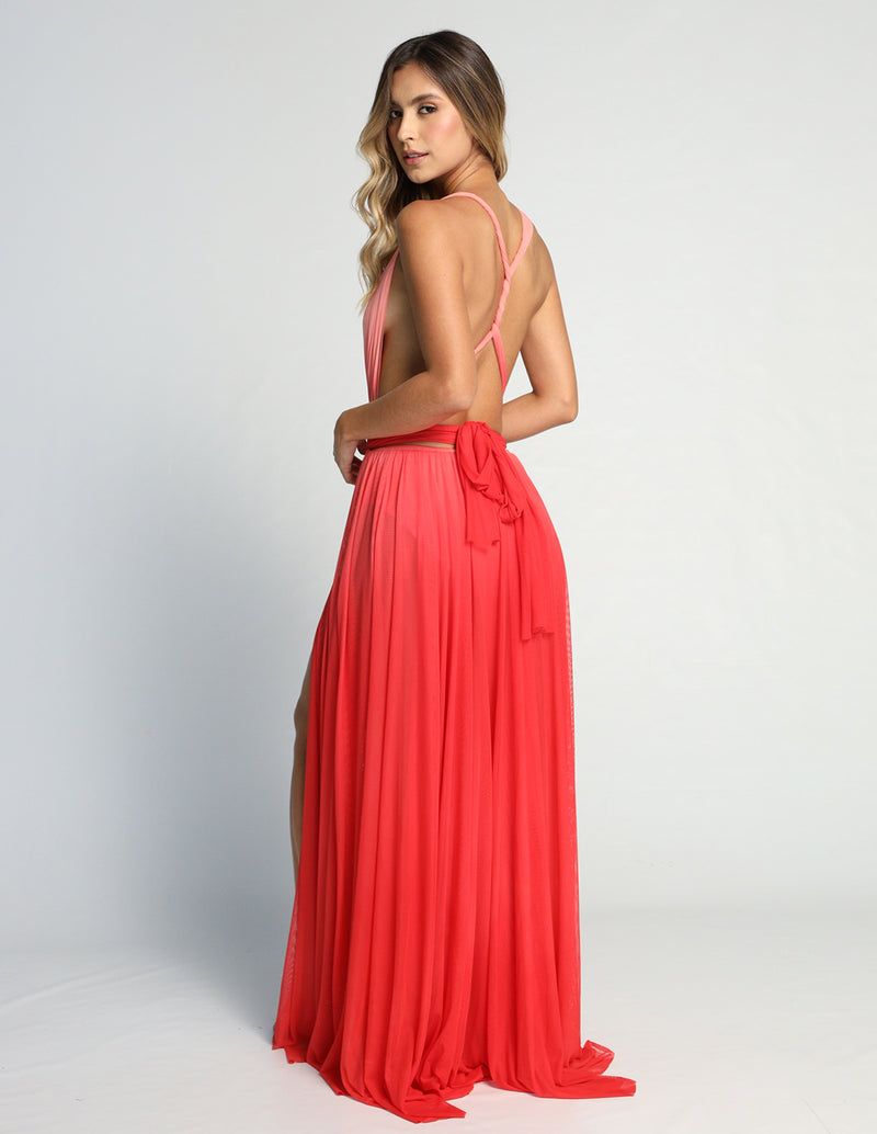 Hydra Dress Ivory + Tomato