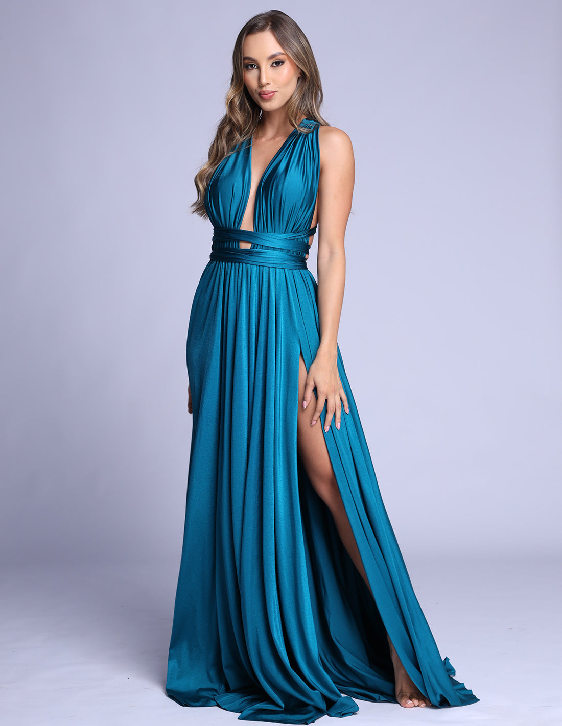 Pluton Dress Blue. Hand-Dyed Dress In Blue. Entreaguas