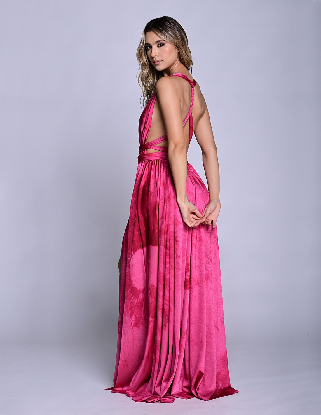 Pluton Dress Fucsia Hand Dyed. Hand-Dyed Dress In Fucsia Hand Dyed