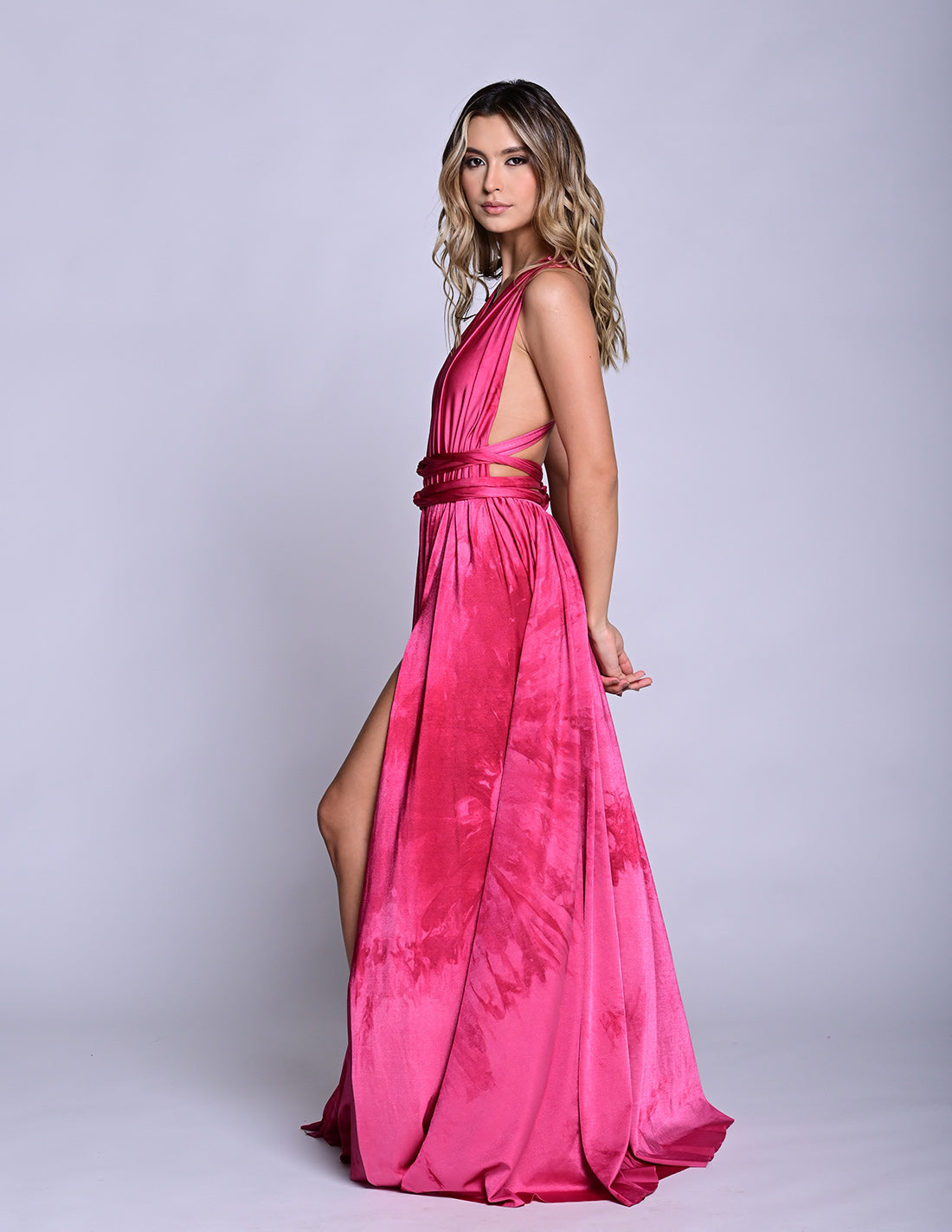 Pluton Dress Fucsia Hand Dyed. Hand-Dyed Dress In Fucsia Hand Dyed