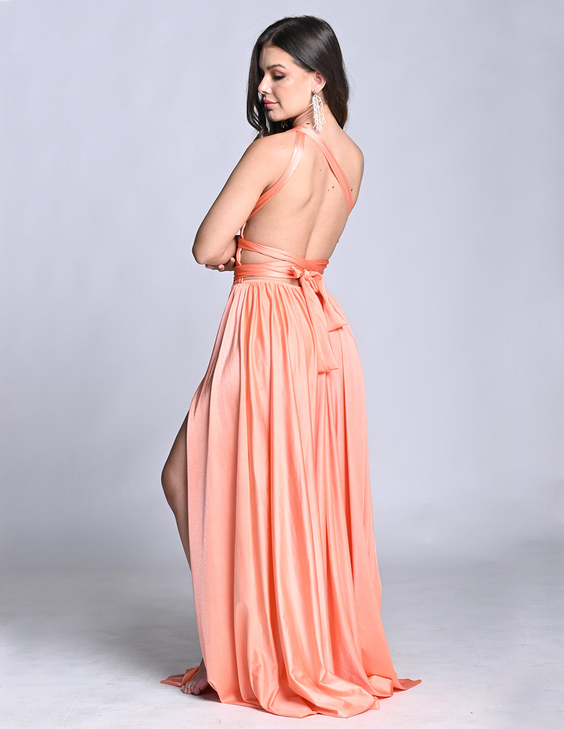 Plutón Dress Salmon. Hand-Dyed Dress In Salmon
