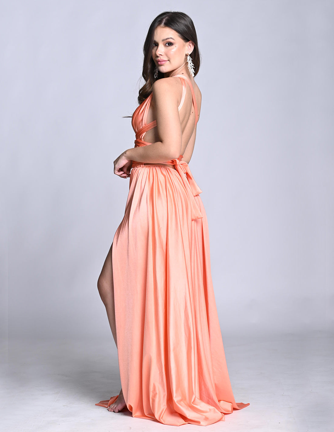 Plutón Dress Salmon. Hand-Dyed Dress In Salmon