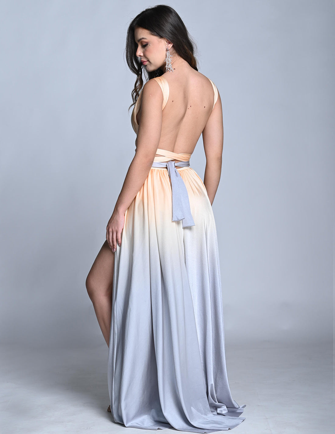 Plutón Dress Vanilla + Gray Light. Hand-Dyed Dress In Vanilla + Gray Light