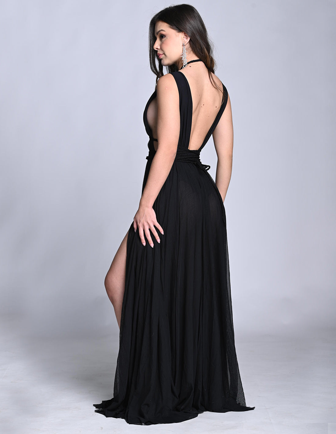 Diosa Dress Black. Dress With Hand Woven Macramé In Black