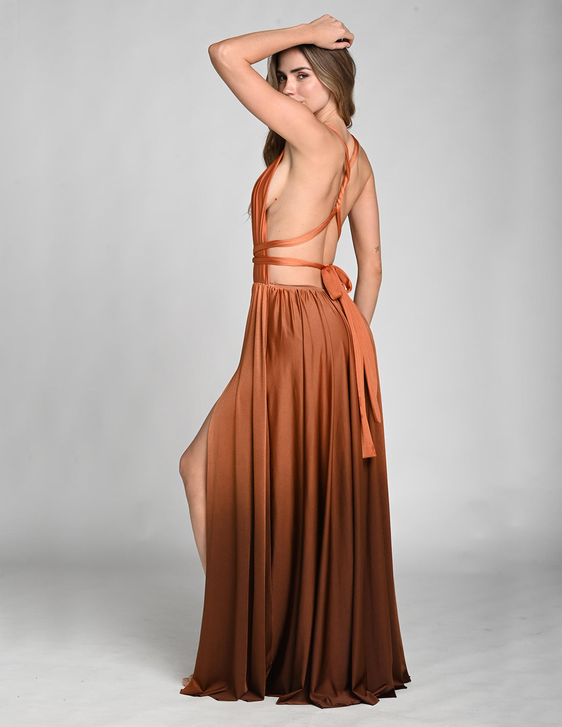 Pluton Dress Ochre + Brown. Hand-Dyed Dress In Ochre + Brown