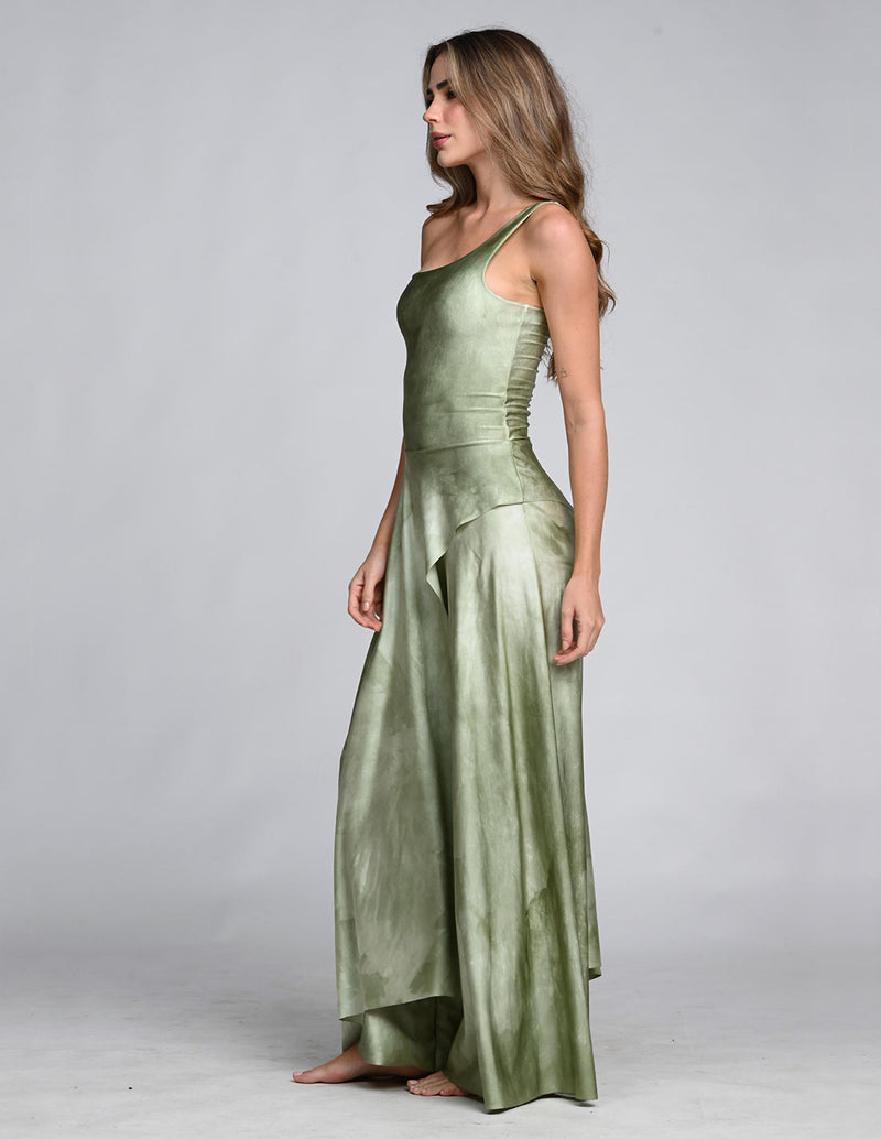 Altair Jumpsuit Spotted Turf Green. Hand-Dyed Jumpsuit In Spotted Turf Green